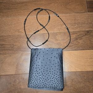 Jessica McClintock All Black Beaded Satin Evening Formal Purse Shoulder Bag